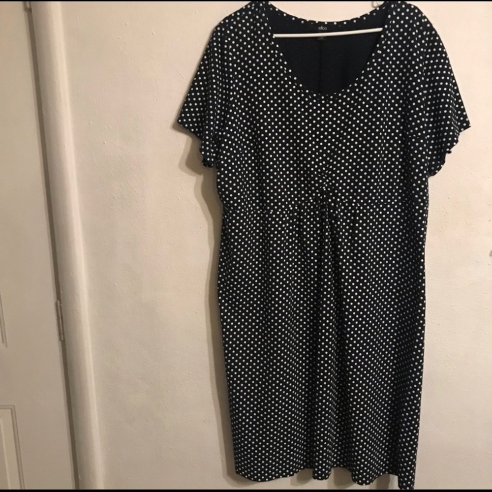 Ellos Black & White Polka Dot Cotton Dress